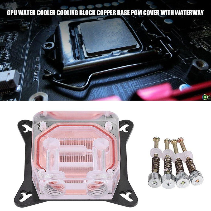 GPU Water Block Water Cooling Cooler Base, Copper POM Metal Water Cooling System Parts Kits for DIY PC Gamer with Waterway Component