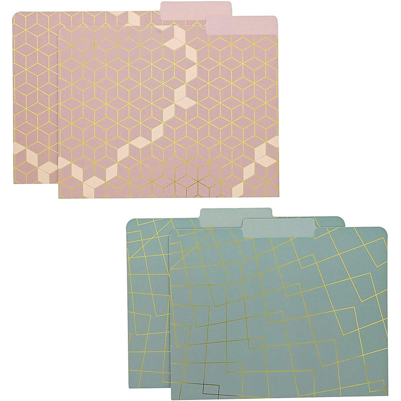 Geometric Decorative File Folders with 1/3 Cut Tab (11.5 x 9.5 In, 12 Pack)