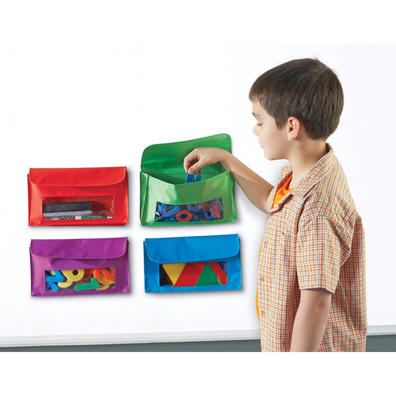 Learning Resources Magnetic Storage Pockets, Whiteboard Accessory Case, Classroom Organization, Set of 4 In 4 Colors