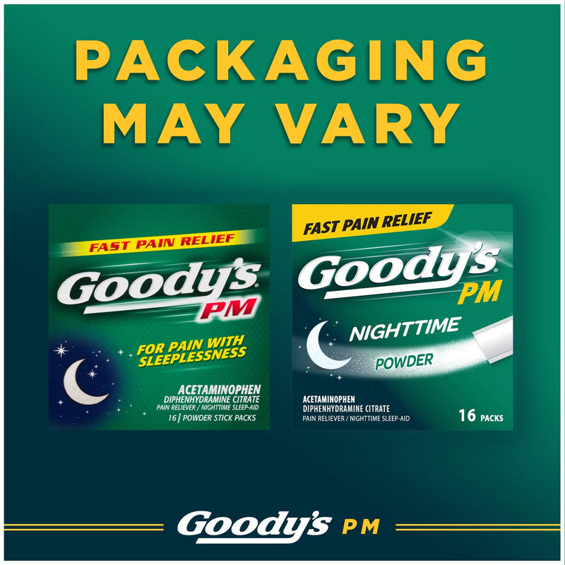 Goody's PM for Pain with Sleeplessness Nighttime Powder, 6 Powder Sticks, 12 Pack 6 Count (Pack of 12)