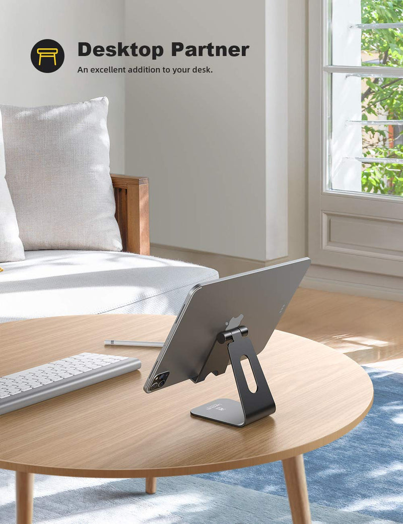 Tablet Stand Multi-Angle, Lamicall Tablet Holder: Desktop Adjustable Dock Cradle Compatible with Tablets Such As iPad Air Mini Pro, Phone 13 Pro 12 Mini 11 XS Max XR X 6 7 8 Plus (4 -13 inch) - Black