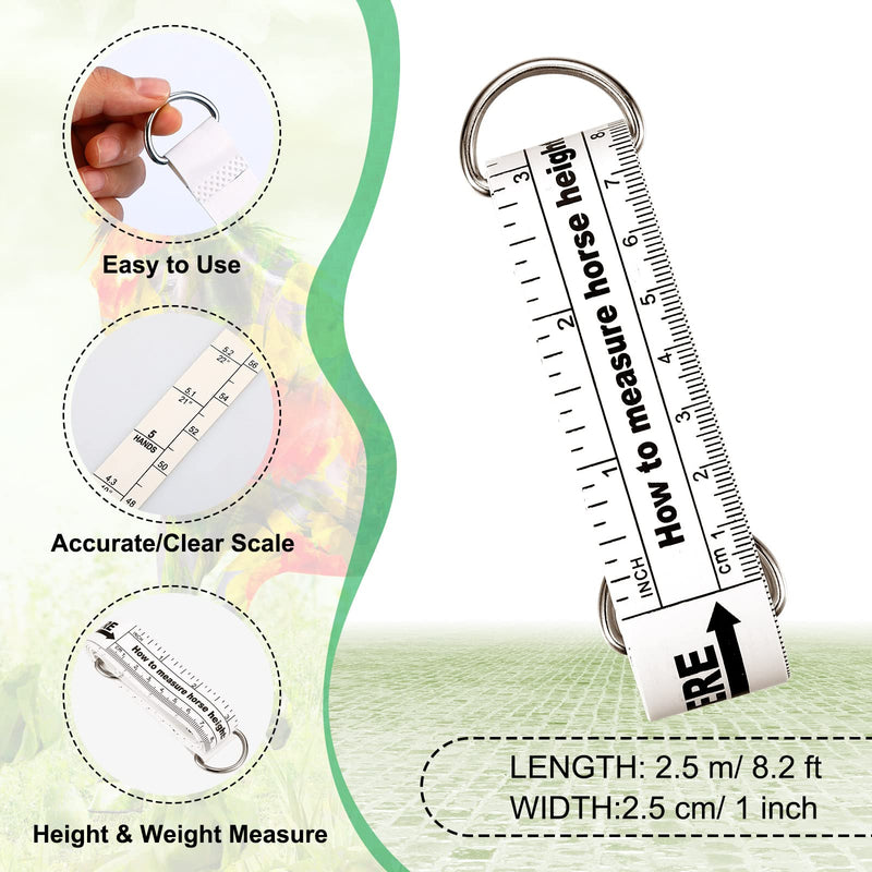 Horse Measuring Tape for Height and Weight Multifunctional Horse Weight Tape Portable PVC Weight Tape Measure for Horses, 8.2 Feet Long