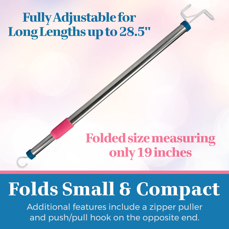 Dressing Stick Fully Adjustable for Long Lengths up to 28.5" - Makes Putting On and Taking Off Clothing Easier, Home Health Aids