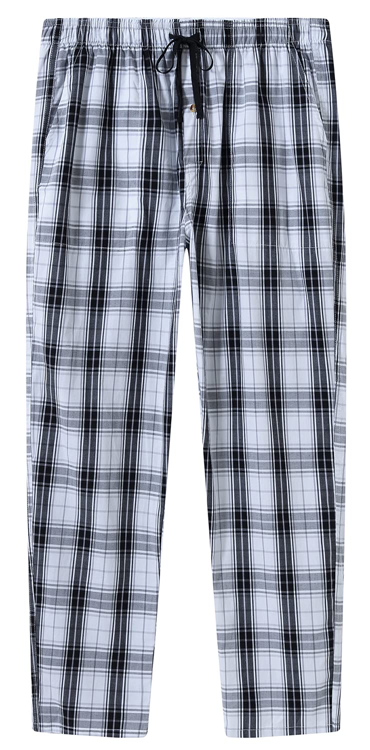 MoFiz Men's Pajama Bottom Pants Sleepwear Lounging Relaxed House PJS Pants with Drawstring Button Fly 3-Pack F-3pack Large