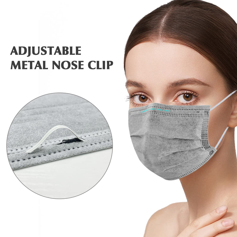 Wecolor 100 Pcs Disposable 3 Ply Earloop Face Masks, Suitable for Home, School, Office and Outdoors (Gray) 100 Count (Pack of 1) Grey