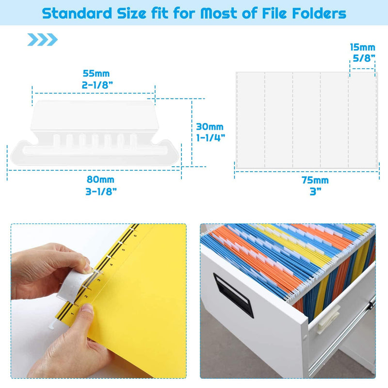 File Folder Tabs, Paxcoo 50 Sets Hanging File Folder Labels Tabs and Inserts for Hanging Folders