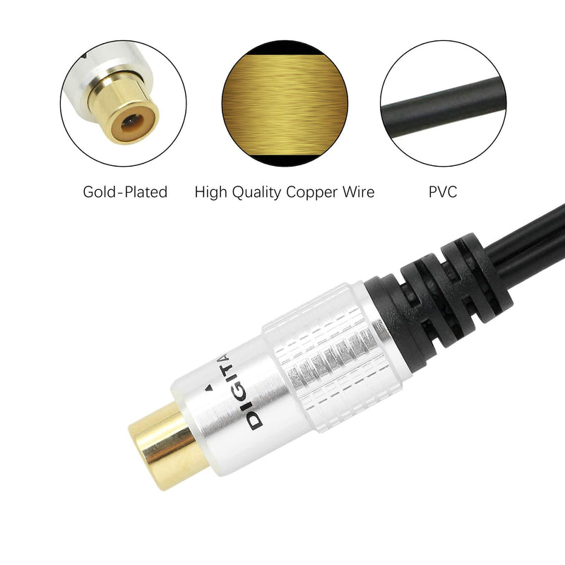 SinLoon RCA Video Audio Y-Splitter Cable,Premium Aluminium Alloy Single 1-RCA Female to Dual 2 RCA Female Digital Coaxial Splitter Gold PlatedÂ Adapter Audio Cable(RCA/F-2F)