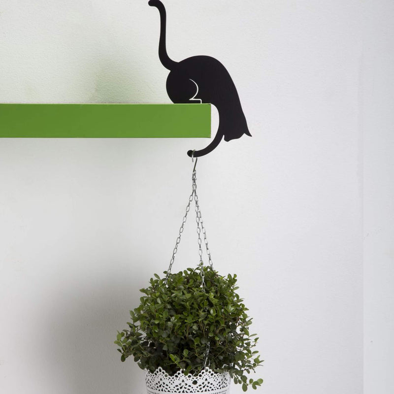 Black Metal Cat Hanger - Decorative Cat Figurine - Gift for Cat Lovers - Balance Hanger - Gravity Hook Black