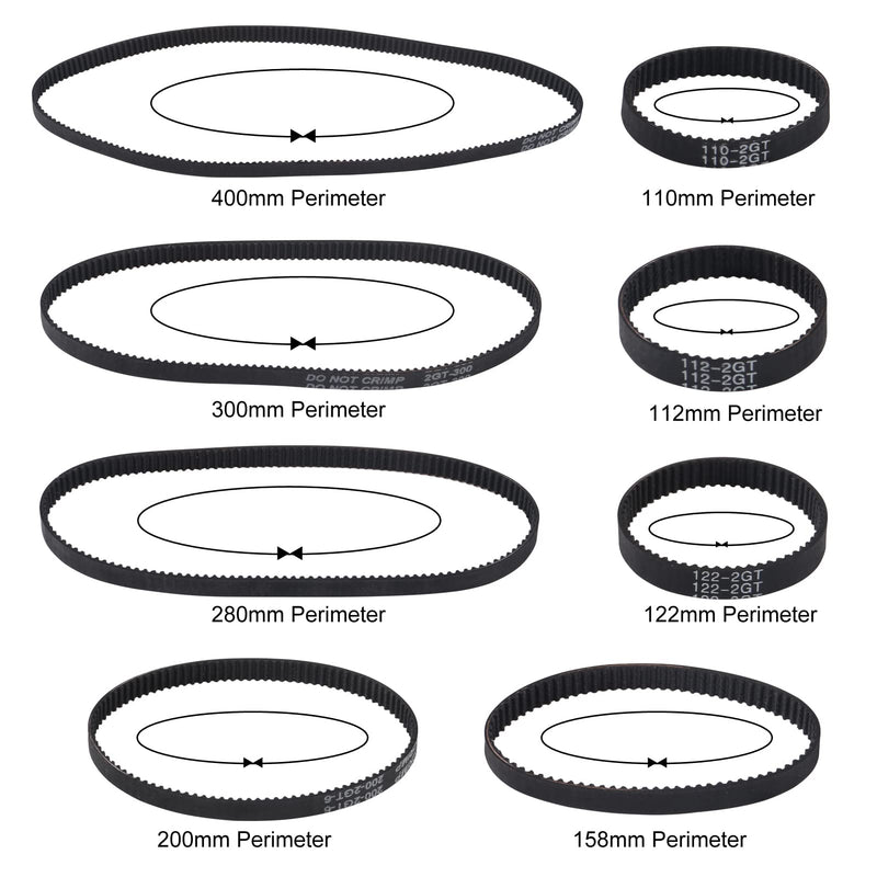 21PCS/Set GT2 Timing Belt Pulley Include 8pcs Mix Timing Belt 6 mm Width, 8pcs 20 Teeth 6mm Bore Belt Pulley Wheel, 4pcs Tensioner Spring Torsion with 1pcs Allen Wrench for 3D Printer