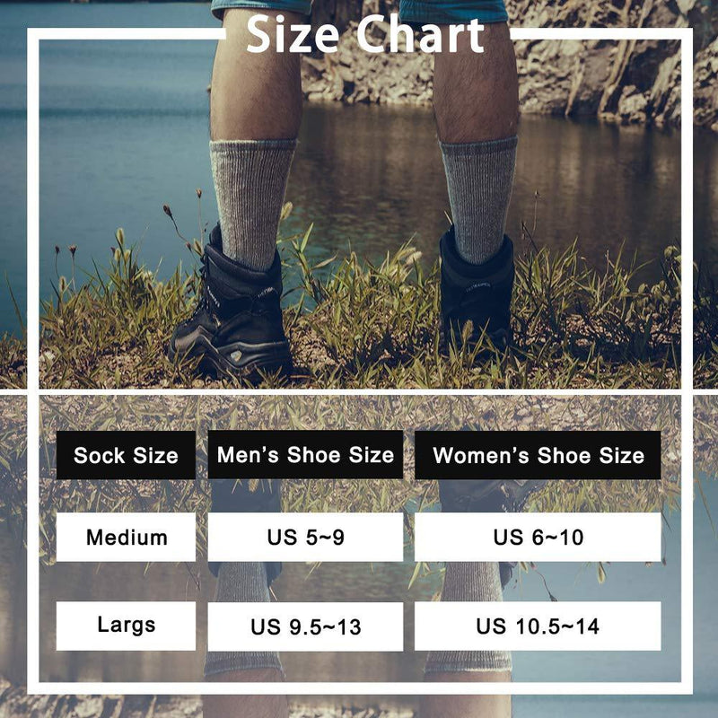 Time May Tell Mens Merino Wool Hiking Cushion Socks Pack (2/4 Pair ,6-13 Size) 2brown,light Grey,dark Grey(4 Pairs) 9.5-13