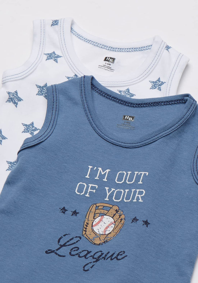 Hudson Baby Unisex Baby Cotton Sleeveless Bodysuits 0-3 Months Baseball