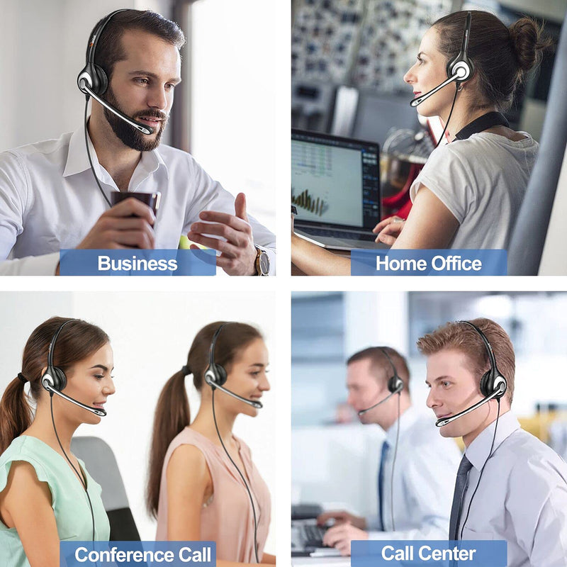 Phone Headset for Cell Phone with Microphone Noise Cancelling, 3.5mm Computer Headphones for iPhone Samsung PC Mac, Laptop Headset for Office Home School Classroom Call Center Skype Zoom Black