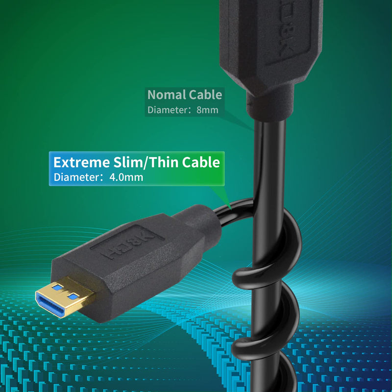 Duttek 8K Micro HDMI to Mini HDMI 2.1 Coiled Cable, 48Gbps Extreme Thin Mini HDMI Male to Micro HDMI Male Cable Support Dynamic HDR for Cameras Camcorder DC 4FT/1.2M