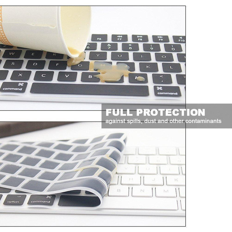 JIFF 2 in 1 Bundle - Silicone Soft Skin Protector Covers for Apple Magic Keyboard (MLA22LL/A) with US Layout and MAC Apple Magic Mouse (Black) Black