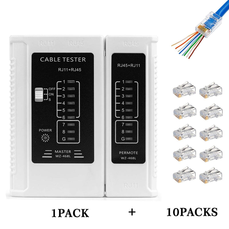 RJ45 Cable Tester Network Cable Tester Ethernet Wire Test Tool for LAN Phone RJ45 RJ11 RJ12 Cat5 Cat5e Cat6 Cat6a Cat7 UTP/Shield Cable 1