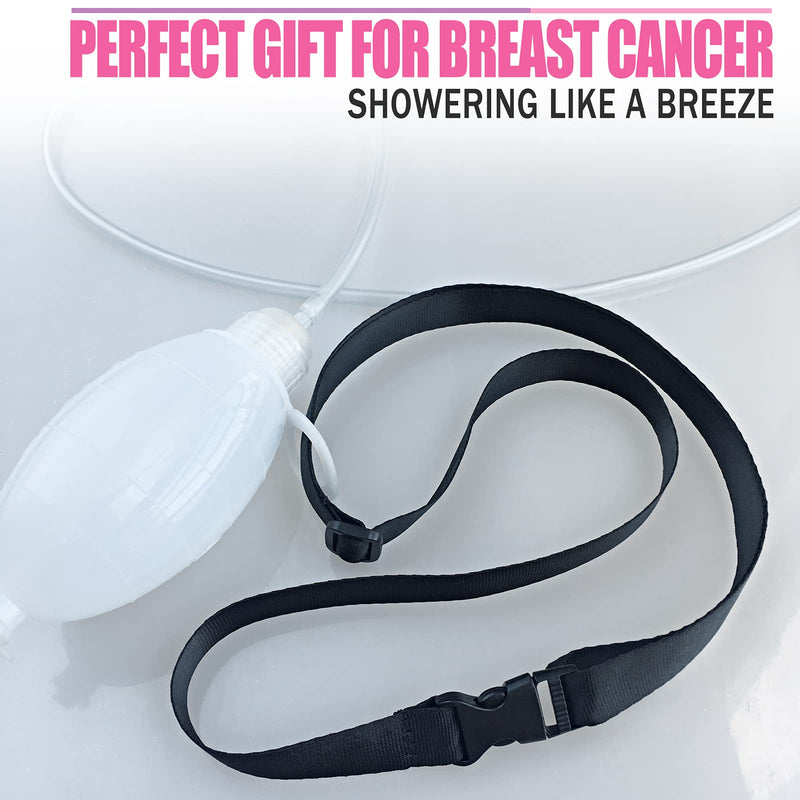 Mastectomy Drainage Holder with Shower Lanyard, Quick Dry Pockets Adjustable for Post Surgery JP Drains Management, Diep Reconstruction/explant Surgery/Tummy Tuck, Black Dwaist+showerlanyard