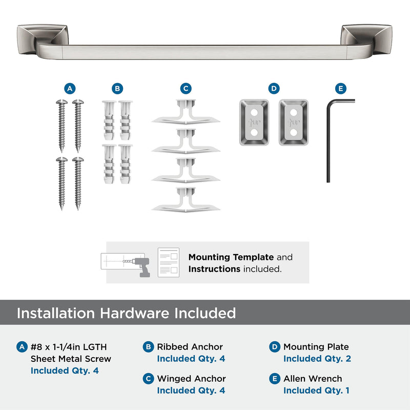 Amerock | Towel Bar | 18 inch (457 mm) | Satin Nickel | Highland Ridge | Towel Holder | Bath Hardware | Bathroom Accessories Brushed Nickel