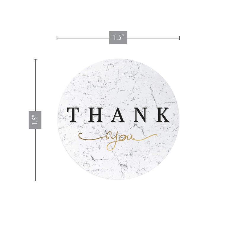 1.5 Inch 500 Thank You Stickers in Roll | Marble Mesh with Gold Foil | Highly Recommended for Birthdays, Weddings, Giveaways, Bridal Showers and Perfect for Small Business Owner