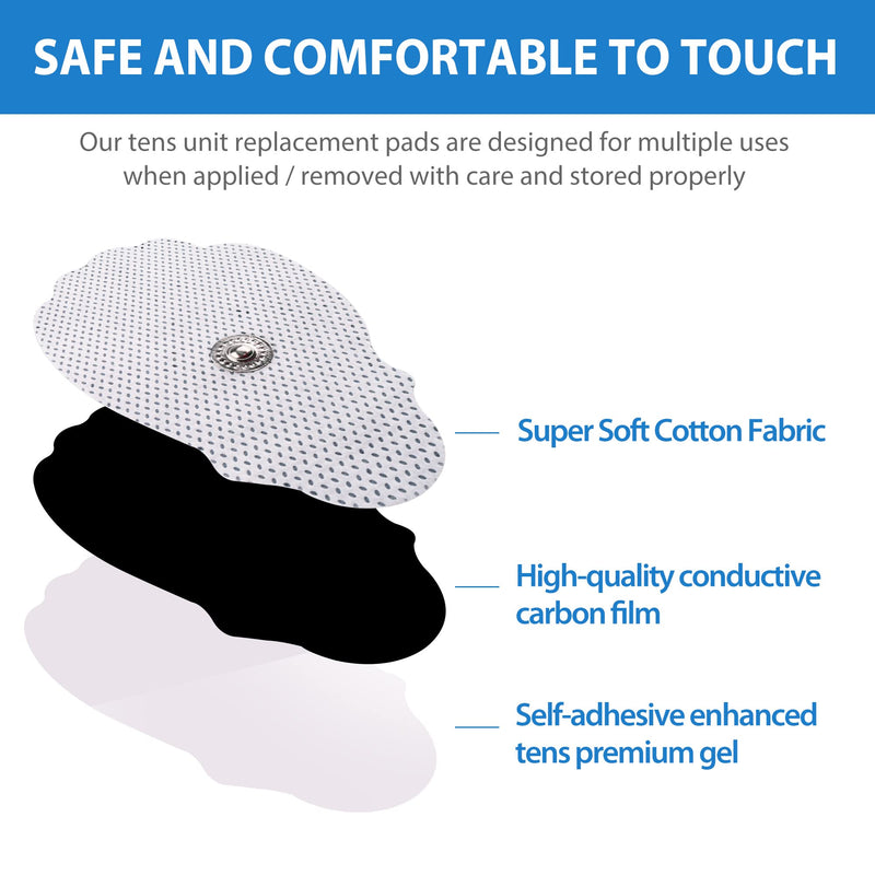 TENS Unit Pads, 22PCS Snap Electrodes，Reusable TENS Replacement Pads for Electrotherapy EMS Machine Muscle Stimulation Massager