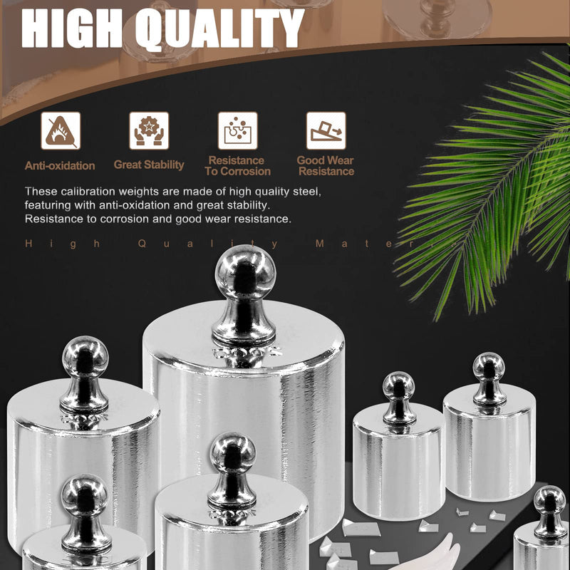 Wokape 16Pcs 10 Sizes 10g 20g 50g 100g 200g Precision Steel Scale Calibration Weight Kit Test Weights Kits with Tweezers and Chip Calibration Weights for Digital Balance Scale Laboratory 500g + Chip Calibration Weights Kit