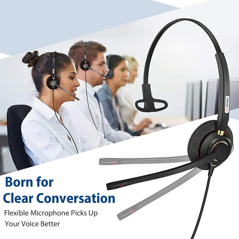Arama Phone Headset with Noise Canceling Microphone Mute Switch Telephone Headset Compatible with Cisco IP Phones: 6941, 7841, 7861, 7941, 7942, 7945, 7960, 7961, 7962, 7965, 8811, 8841, 8845 A800C-Monaural