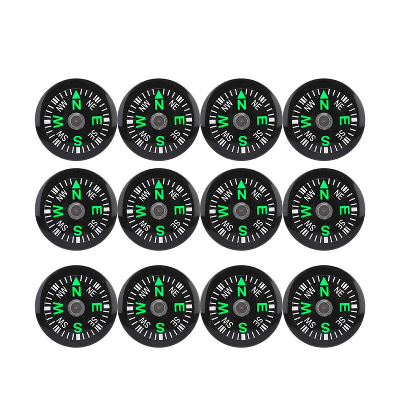 12 Pcs Button Compass, 20mm Mini Pocket Oil Filled Compass for Hiking Camping Outdoor Activities Accessory