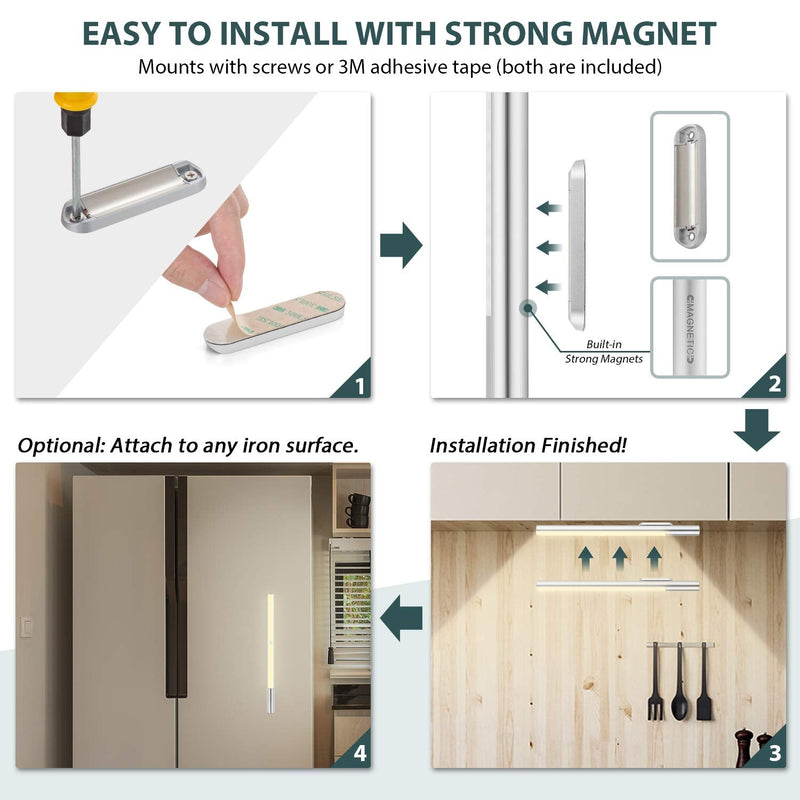 LED Closet Light Battery Operated, BLS T402 Super Bright Wireless Under Cabinet Lighting | Motion Sensor Light | Large 4000mAh Rechargeable Battery Powered | 4000K Daylight White | 180 Days Run Time 4000k Neutral White