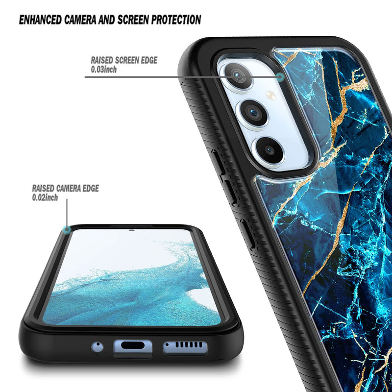 NZND Galaxy A54 5G Case with [Built-in Screen Protector], Full-Body Protective Shockproof Rugged Bumper Cover, Impact Resist Durable Phone Case for Samsung Galaxy A54 5G (Sapphire) Sapphire