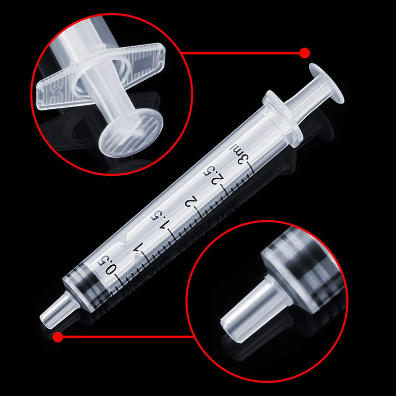 20 Packs Plastic Syringe with Measurement, Suitable for Measuring, Watering, Refilling(3 ml) 3 ml