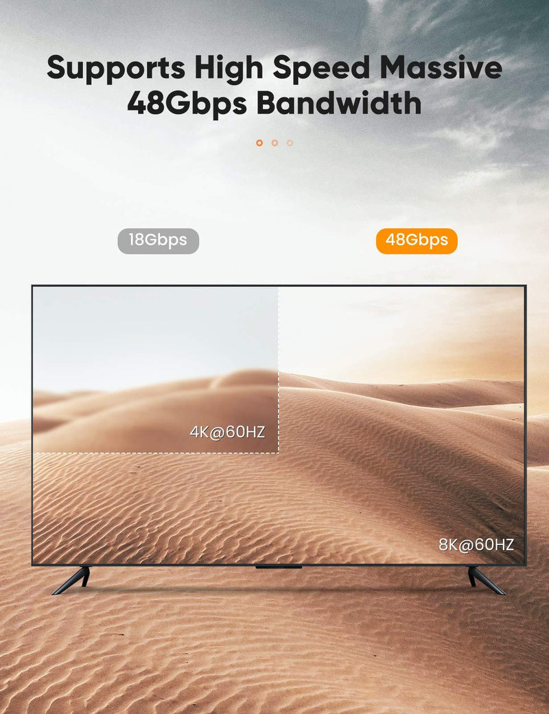 8K HDMI 2.1 Cable 48Gbps 6.6FT/2M, Highwings Ultra High Speed HDMI Braided Cord-4K@120Hz 8K@60Hz, DTS:X, HDCP 2.2 & 2.3, HDR 10 Compatible with Roku TV/PS5/HDTV/Blu-ray 6.6 feet
