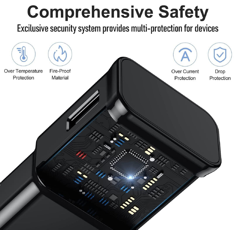 Samsung Fast Charger with USB Type C Cable 6ft for Samsung Galaxy S10/S10e/S10 Plus/S9/S9 Plus/S8/S8 Plus/A13/A03s/A30/A31/A32/A50/A51/A52/A53/Note 20/Note 10/Note 9/Note 8/S20/S20+/S21/S21+/S22 Ultra Black