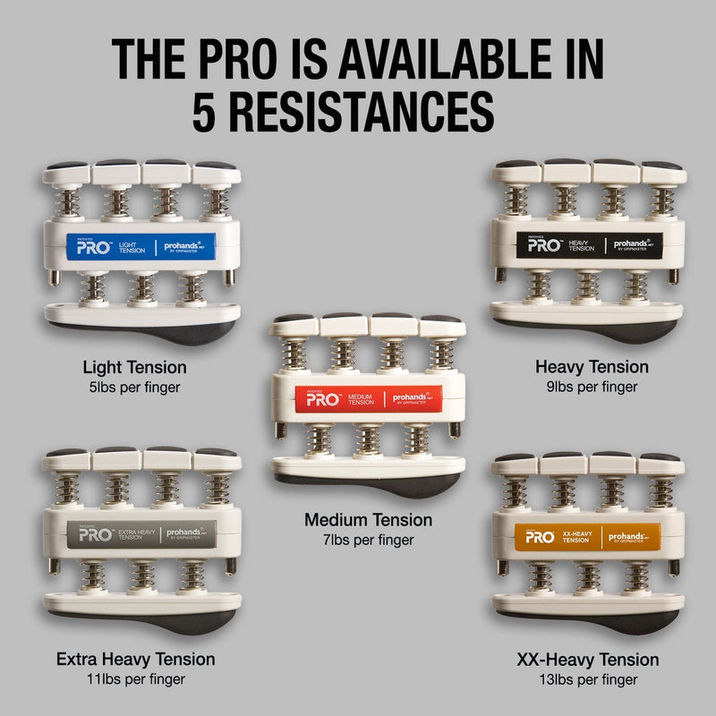 PROHANDS PRO Hand Exerciser, Finger Exerciser (Hand Grip Strengthener), Spring-Loaded, Finger-Piston System, Isolate and Exercise Each Finger 7 lb (Medium Tension) Red - Pro