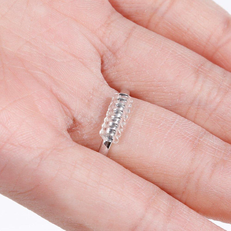 Anpro 15 Pack Ring Size Adjuster- with 3 Sizes Clear Ring Sizer Resizer Fit for Loose Rings-Spiral Silicone Tightener Set with Polishing Cloth(Please See The Below Picture for The Steps)
