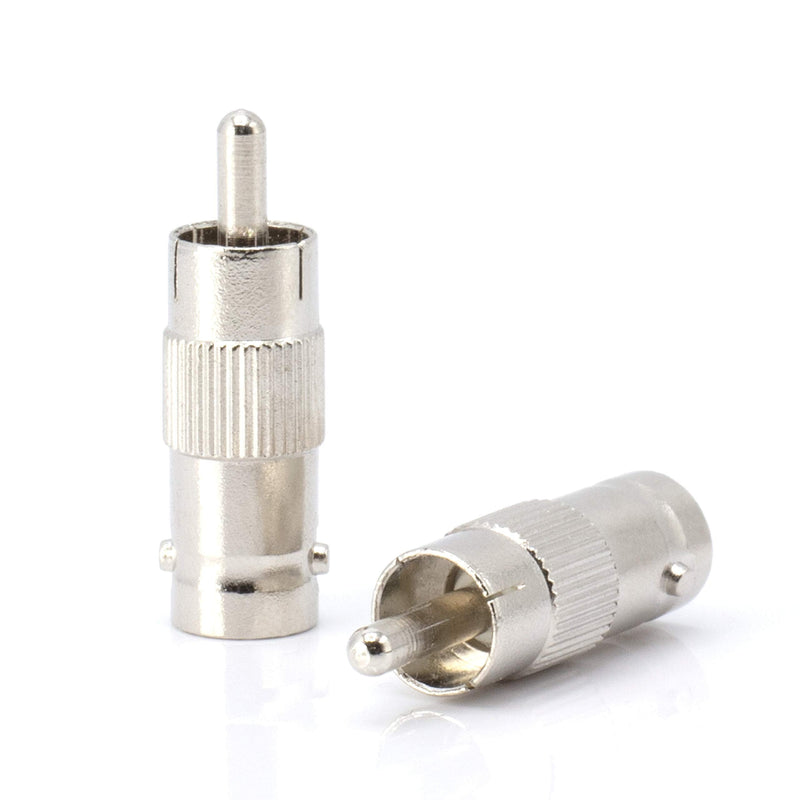 RCA and BNC Coaxial Adapter - BNC Female to RCA Male Connector, Adapter, Coupler, and Converter - for RG11, RG6, RG59, RG58, SDI, HD SDI, CCTV - 4 Pack Silver RCA Male