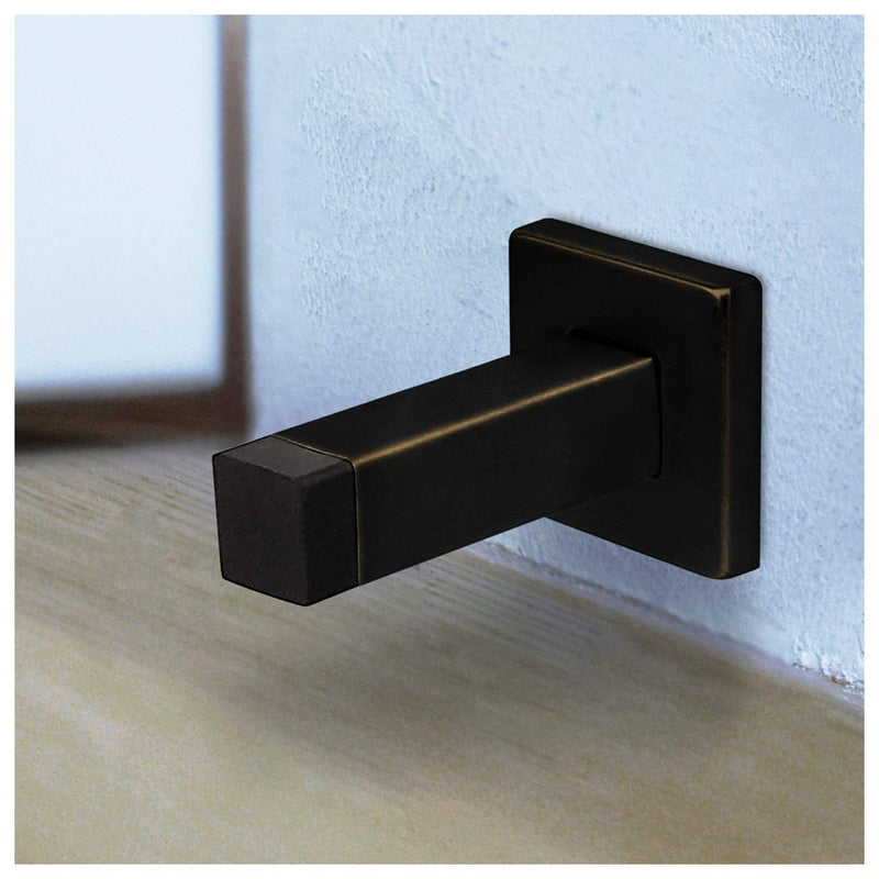 Nuk3y Modern Square Wall Door Stop or Coat Hook, 2 Pack (Oiled Rubbed Bronze) Oiled-Rubbed Bronze