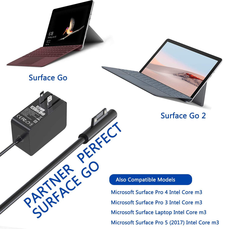 Surface Go Charger Surface Go 2 Charger, 24W 15V 1.6A Charger for Surface Go/Go 2 Surface Pro 4 Core m3 Surface Pro 3 Core m3 Surface Pro 2017 Core m3 Tablet Surface Laptop Core m3