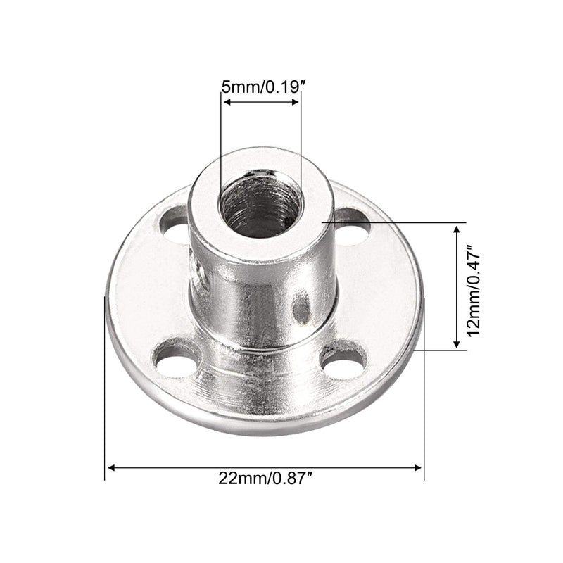 uxcell 5mm Inner Dia H12*D10 Rigid Flange Coupling Motor Guide Shaft Coupler Motor Connector for DIY Parts 4Pcs