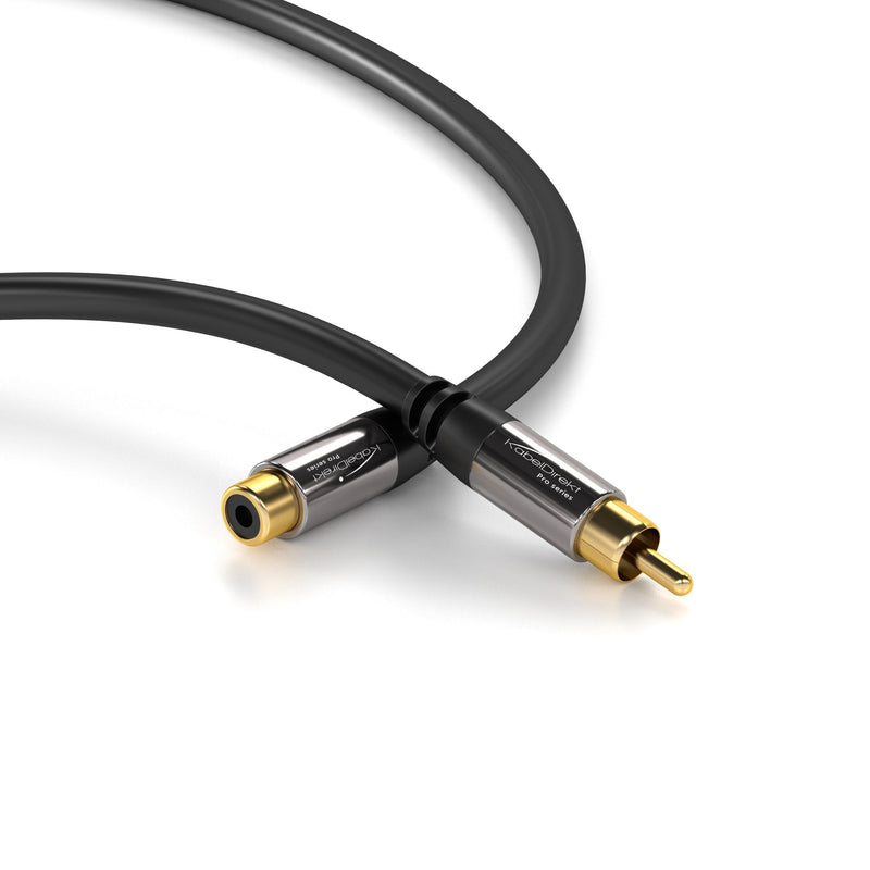 KabelDirekt â€“ 3ft Short â€“ RCA/Phono Extension Lead Cable, Audio/Digital/Video (Coax Cable, RCA/Phono Male to Female, for subs/amps/Hi-Fis, Analog/Digital Audio or Composite Video, 75 ohm, Black) 3 Feet