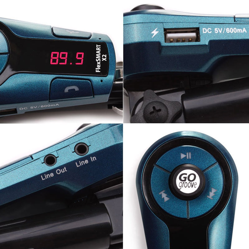 GOgroove FlexSMART X2 Mini Bluetooth FM Transmitter Car Kit with Hands-Free Calling, USB Charging, Music Controls, DC Power - Compatible with HTC, LG, Samsung and More Smartphones Standard Packaging