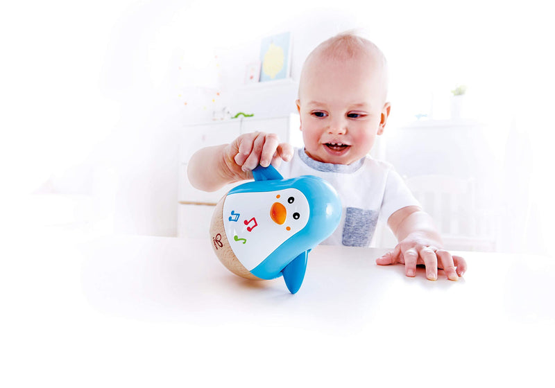 Hape Penguin Musical Wobbler | Colorful Wobbling Melody Penguin, Roly Poly Toy for Kids 6 Months+, Multicolor, 5'' x 2'' (E0331) Penguin Wobbler