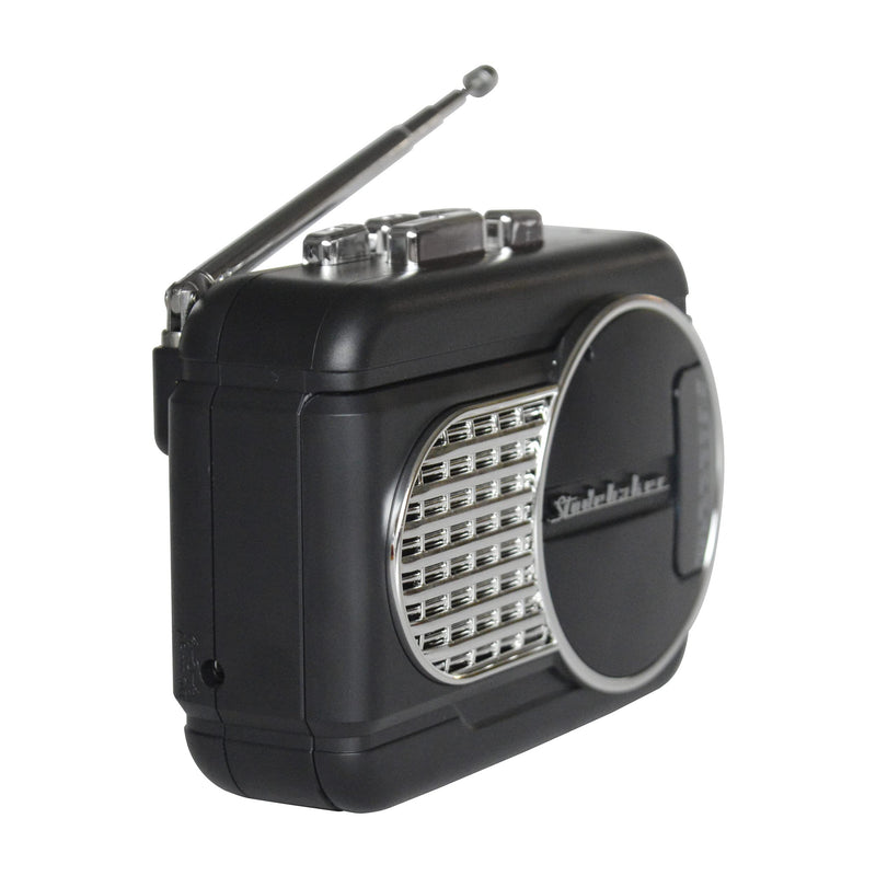 Studebaker Walkabout II Walkman Personal Stereo Cassette Player with AM/FM Radio and Built-in Speaker (Black/Silver) Black/Silver