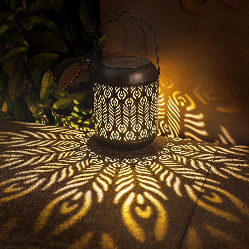 LeiDrail Solar Lantern Outdoor Hanging Lanterns Garden Metal Decorative Light Warm White LED Waterproof Landscape Lighting for Table Pathway Party Yard - 2 Pack