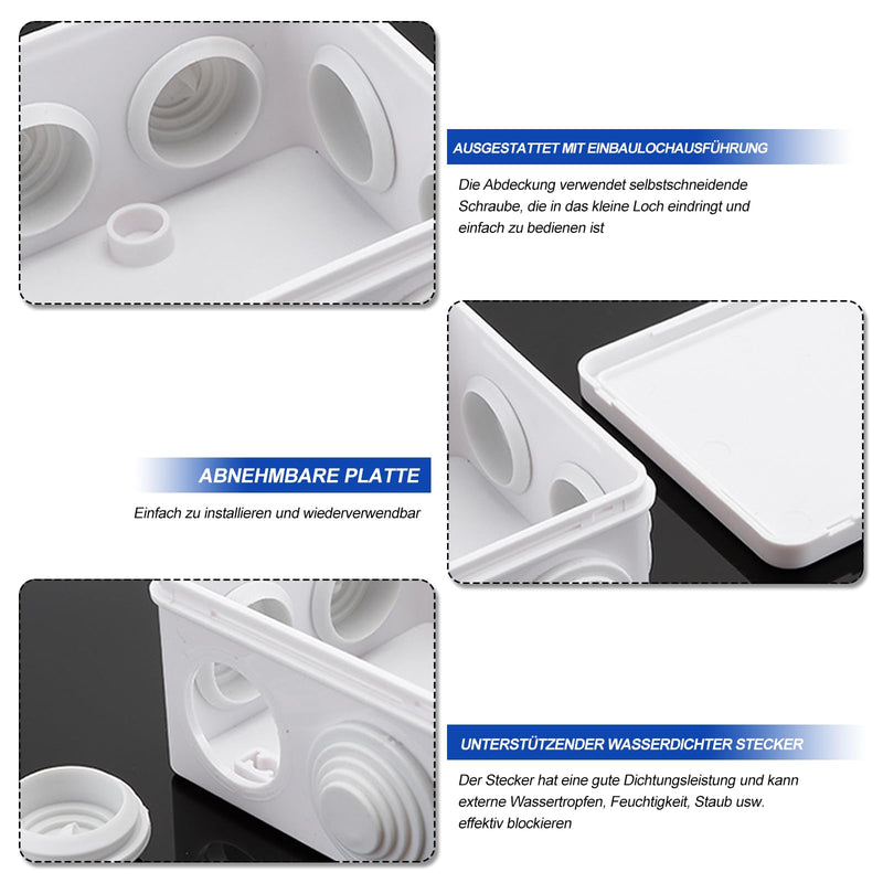 Pack of 4 junction boxes, waterproof junction boxes, ABS housing junction box, waterproof junction box with screws for distribution box, wet room, outdoor, indoor, garden, street