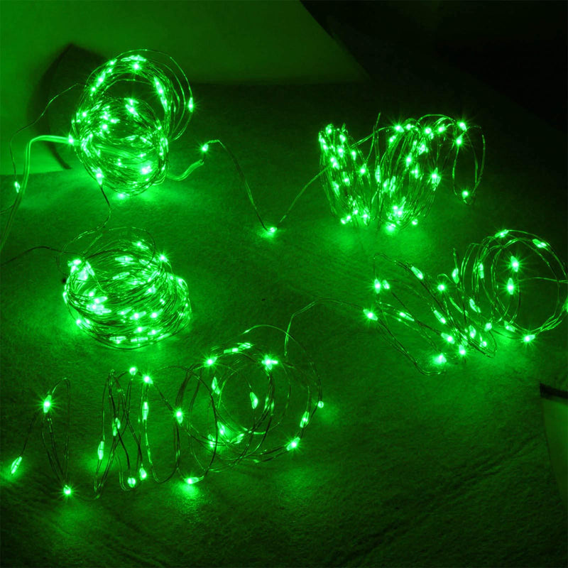 Abkshine 4-Pack 50 Led Green St Patrick's Day String Lights, Battery Operated Portable Green LED Lights for St.Patricks Day Decoration Irish Party Decor(Set of 4, Green Light)