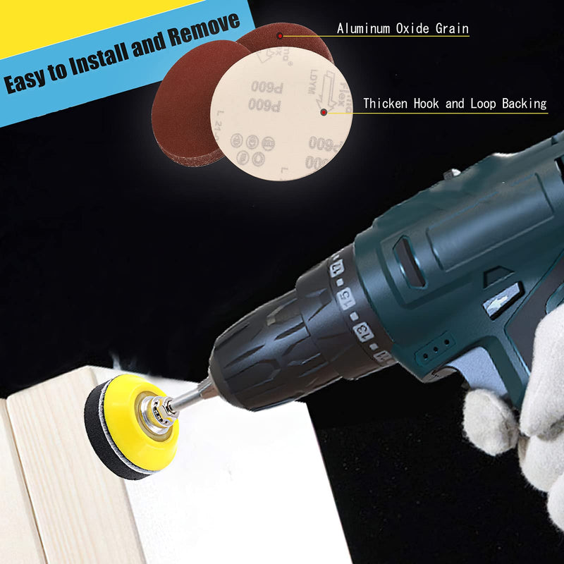 STEBRUAM 240 pieces sanding discs pads 50 mm sandpaper Velcro 2 inch sanding pads grit 60 80 120 180 240 320 400 600 800 1000 2000 3000 automobile wood furniture painting-finishing-home improvement 240 pieces - 60-3000 grit