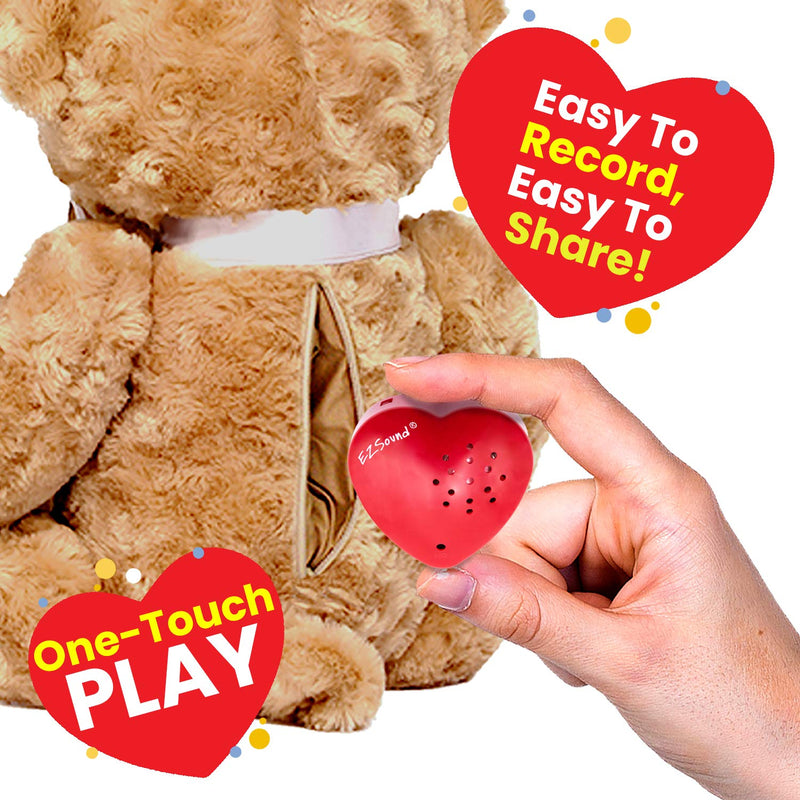 EZSound Build a Bear Voice Recorder | 30 Seconds Stuffed Animal Voice Recorder | Recordable Insert to Create Baby Heartbeat Bear | Sound Box for Voice Gifts | Custom Voice Recorder for Children (Red) Red - 1Pack