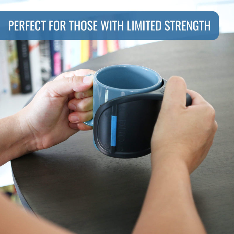 HealthSmart DUO Beverage Grip Handle for Mugs, Glasses and Bottles, Protects Hands from Hot Mug Surfaces, Blue, 0.5 Pound