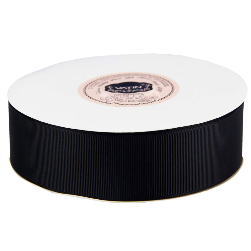 VATIN 1-1/2" Solid Black Grosgrain Ribbon Spool -50 Yards, Great for Sewing, Gift Wrapping, Hair Bows, Flower Arranging, Home Decorating 1-1/2" x 50 Yards