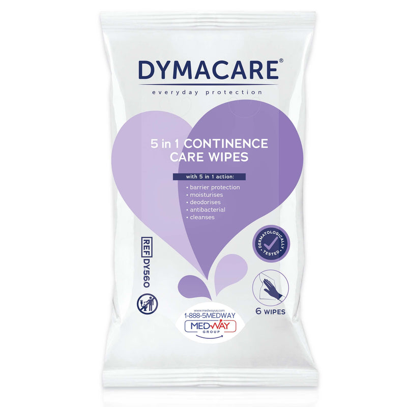 DYMACARE 5 in 1 Continence Care Wipes | Adult Premium Incontinence Wet Wipes, Scented and Moistened Personal Skin Cleansing Cloths with Barrier Protection | 3 Packs