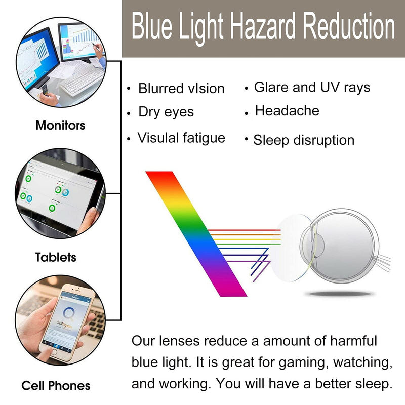 Craebuer Blue Blockers Glasses for Women Men, Retro Round Blue light Blocking Reading Eyeglasses with Lightweight Frame, Anti Eyestrain UV Glare Filter Eyewear